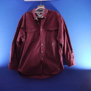 Tommy Hilfiger Long Sleeve Lion Crest Maroon Button Down Shirt Size Large